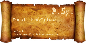 Mussil Szíriusz névjegykártya